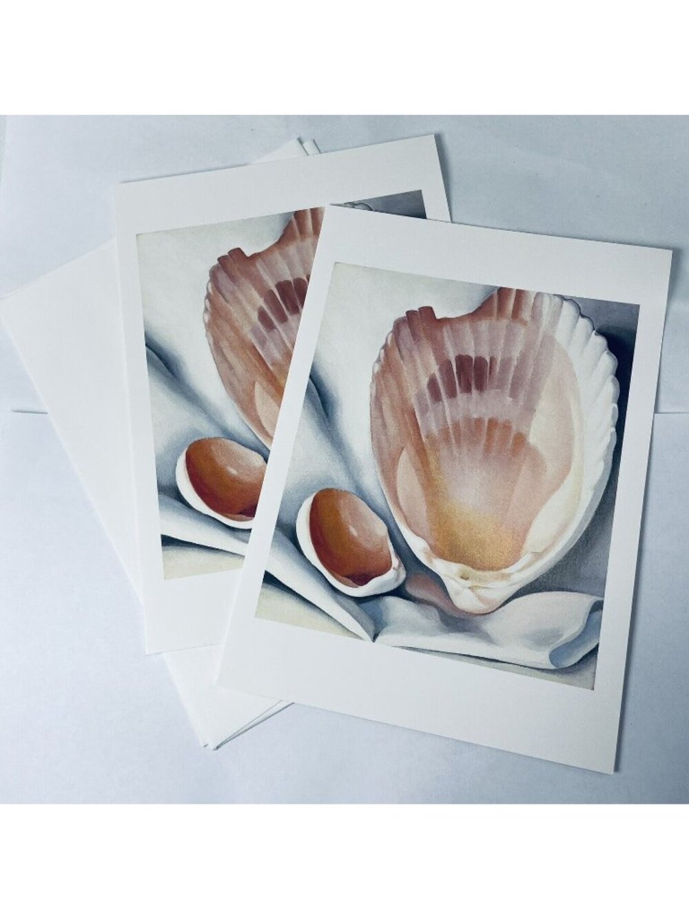 2 Georgia O'Keeffe Broken Shell Pink Blank Greeting Card With Envelope Vintage